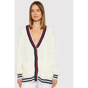 American Eagle Cable Knit Cardigan Sweater S ivory